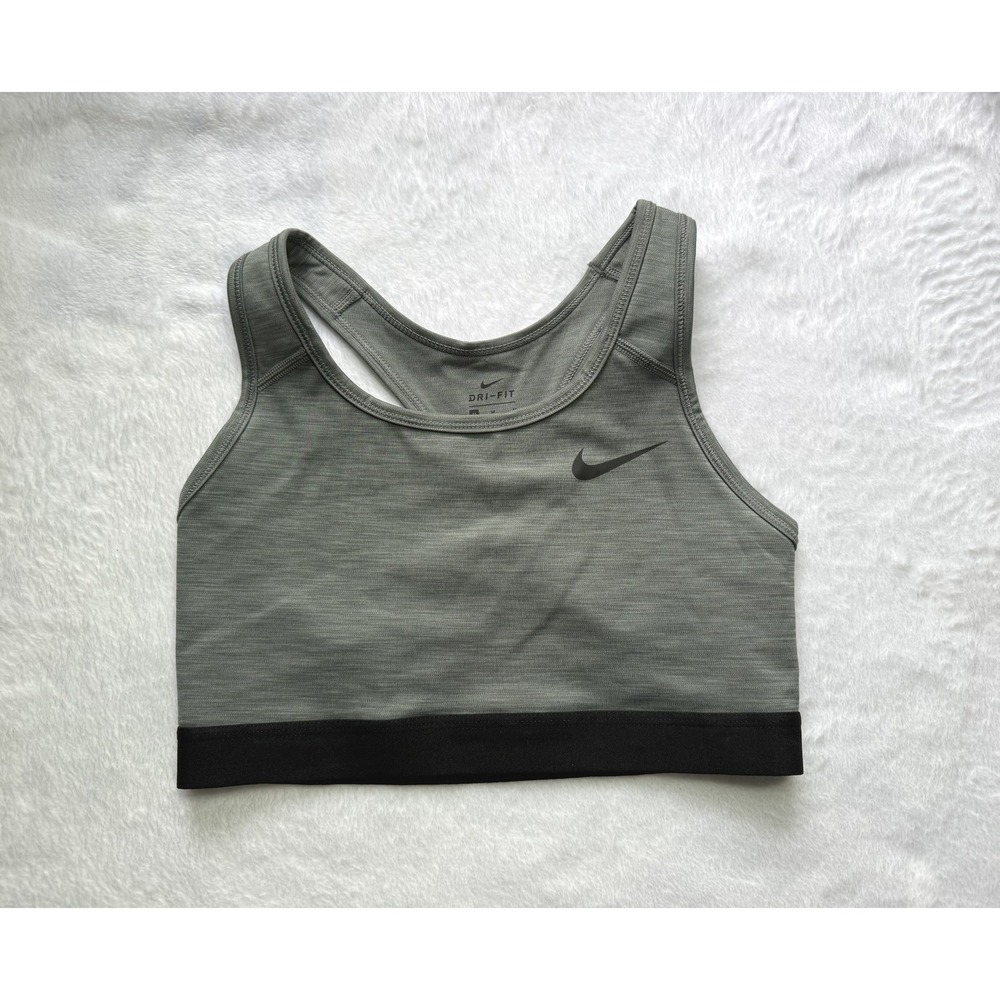 Nike Dri-FIT Sports Bra Womens Medium Green Gray Space Dye Racerback Workout Top
